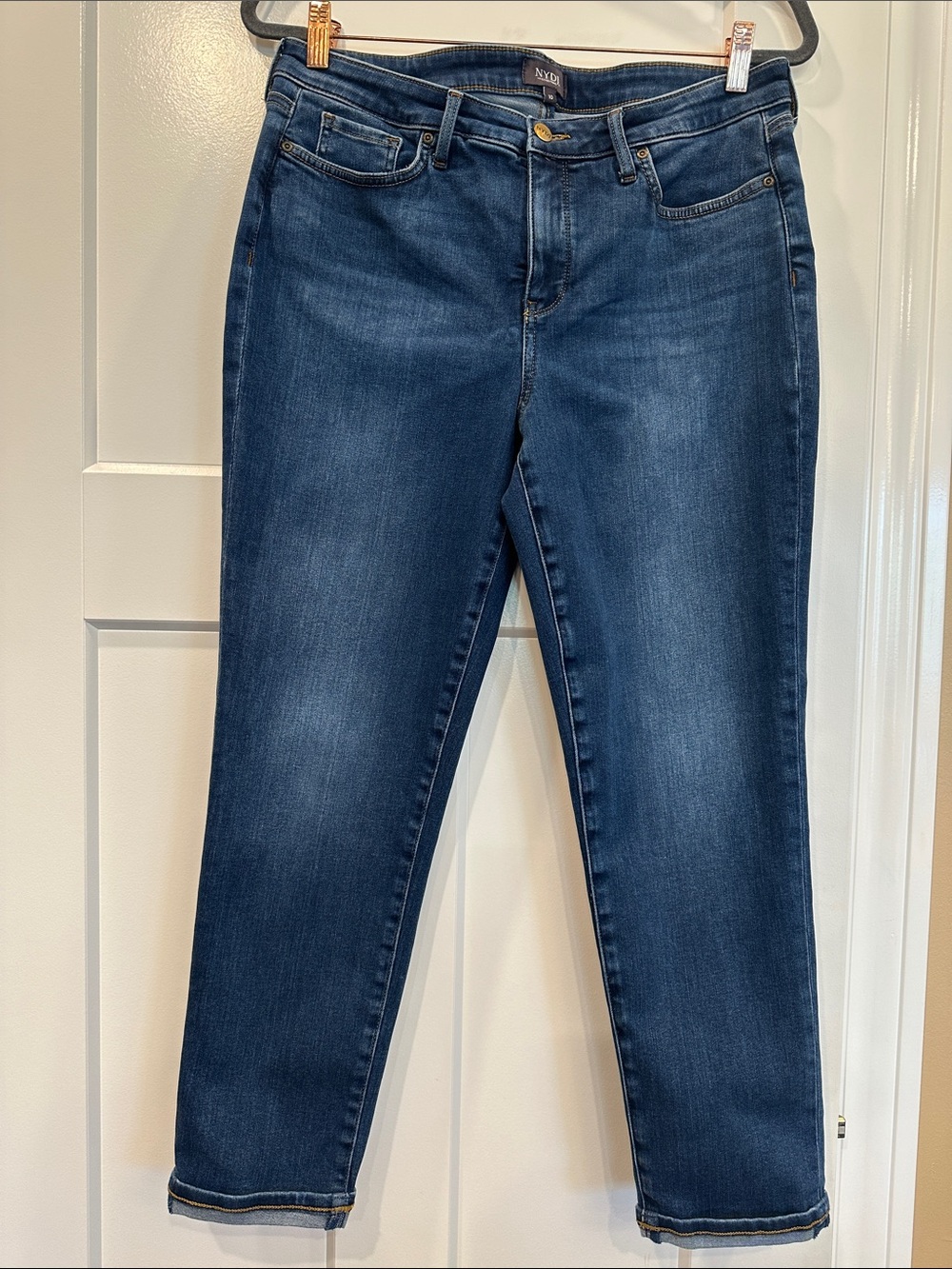 NYDJ Straight-Leg Cuffed Jeans, Size 10